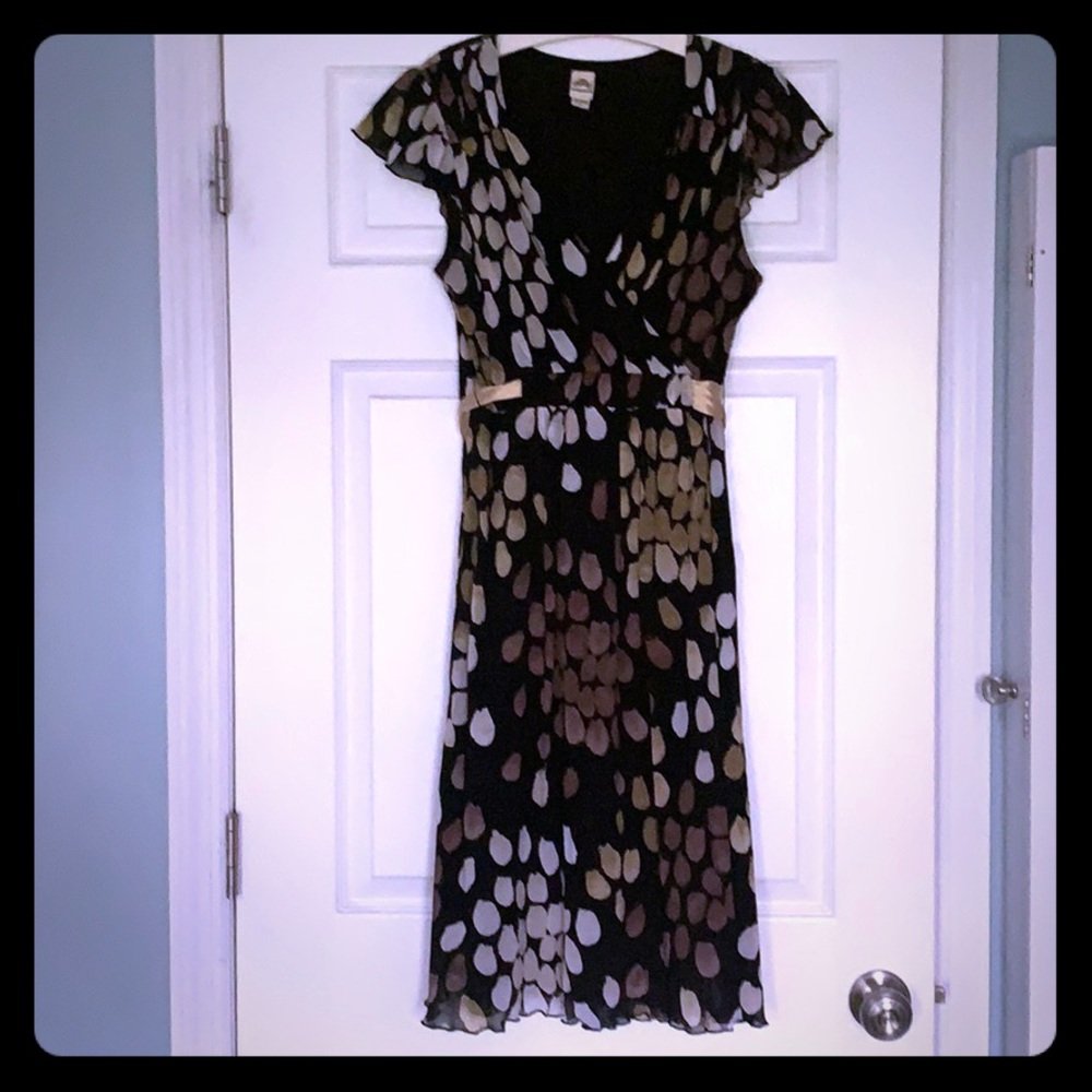 Cross Criss Empire Waist Flutter Sleeve Dress